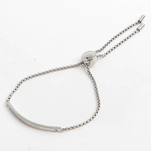 Michael Kors Logo Plaque Silver Crystal Bracelet - Picture 1 of 3